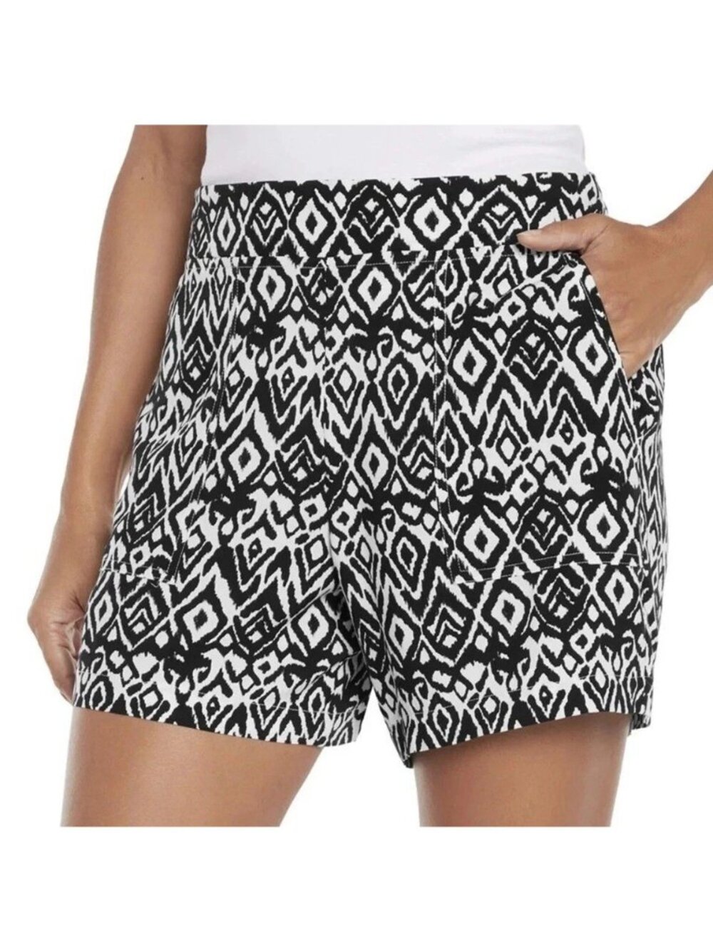Wildfox Women's L Black & White Ikat Print Rayon Shorts M1164 - Picture 2 of 10